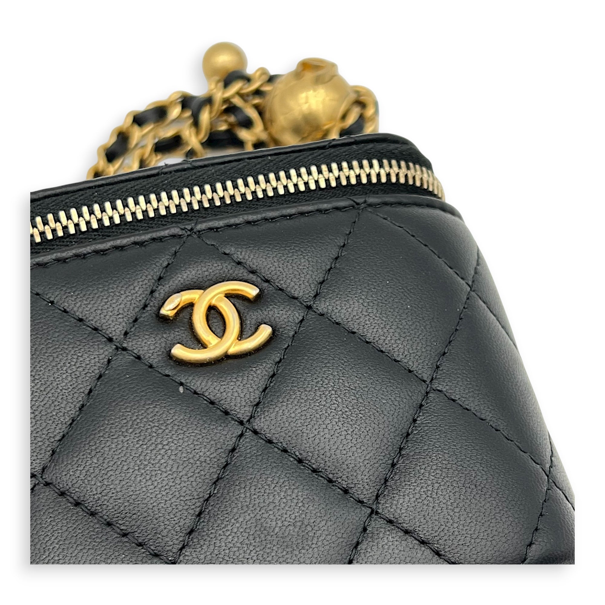 CC Vanity Bag Mini Black in Lambskin, Gold hardware