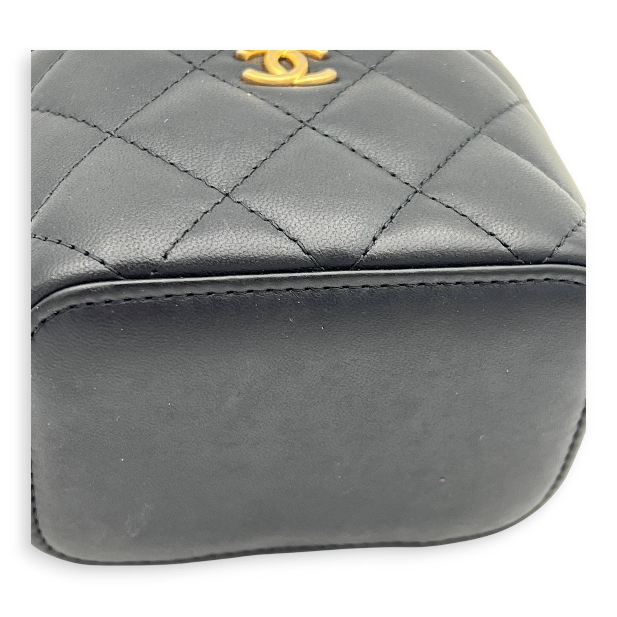 CC Vanity Bag Mini Black in Lambskin, Gold hardware