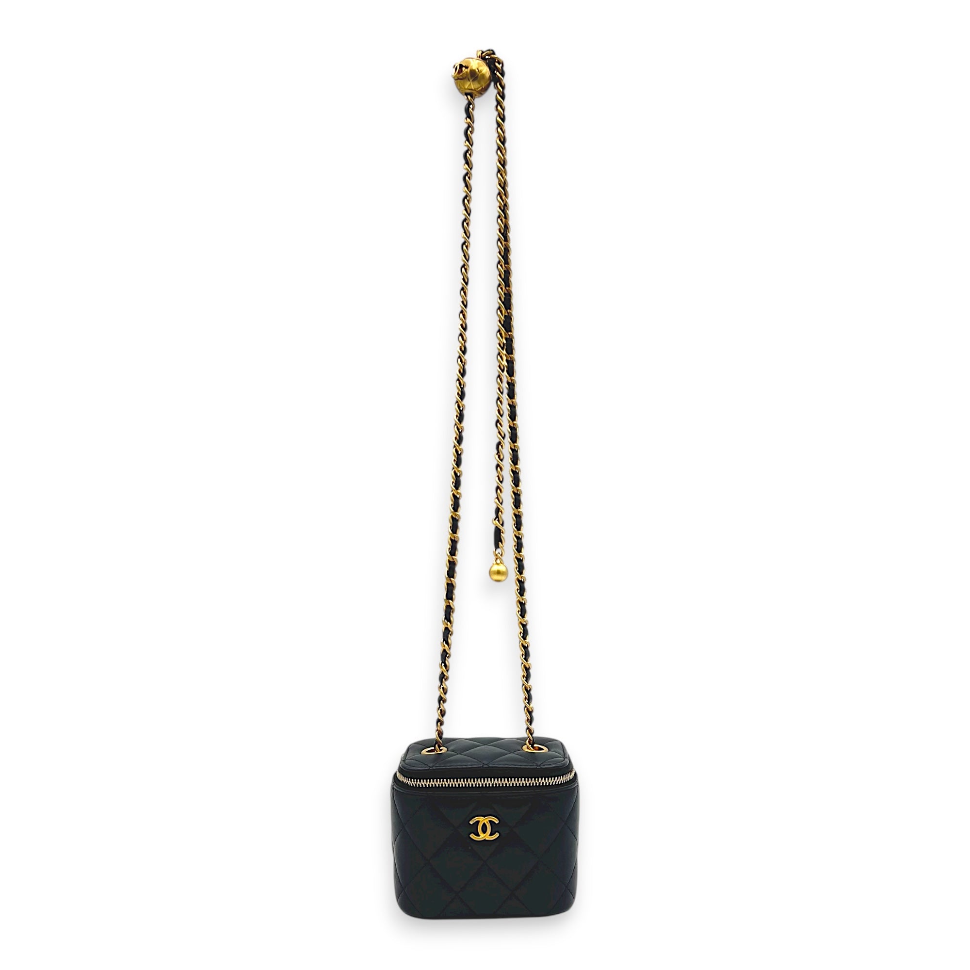 CC Vanity Bag Mini Black in Lambskin, Gold hardware
