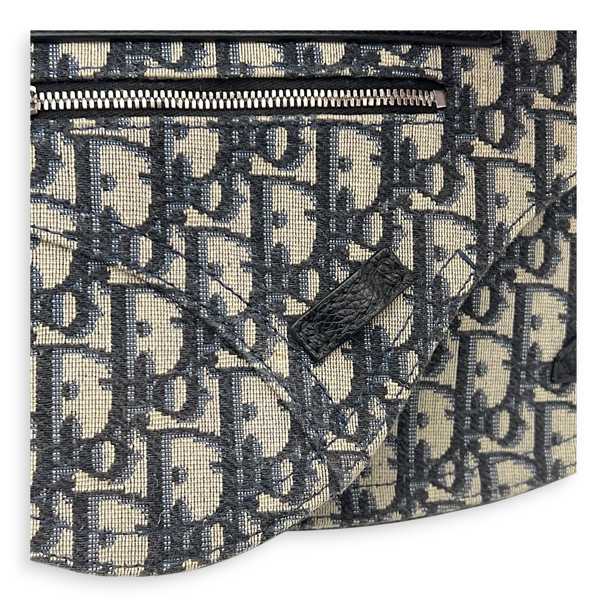 Saddle Shoulder Bag Blue in Jacquard, Silver hardware