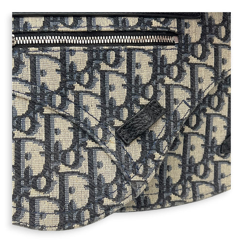 Saddle Shoulder Bag Blue in Jacquard, Silver hardware