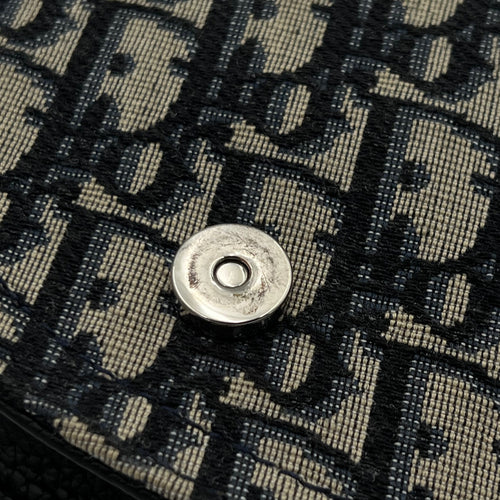 Saddle Shoulder Bag Blue in Jacquard, Silver hardware