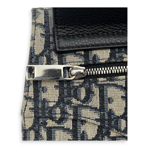 Saddle Shoulder Bag Blue in Jacquard, Silver hardware