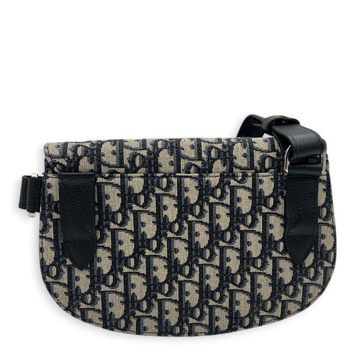 Saddle Shoulder Bag Blue in Jacquard, Silver hardware