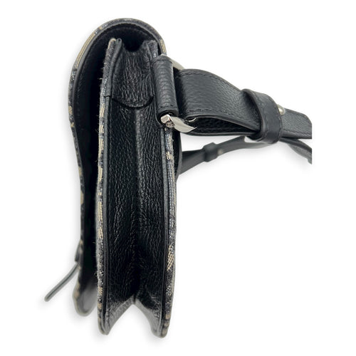 Saddle Shoulder Bag Blue in Jacquard, Silver hardware