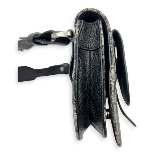 Saddle Shoulder Bag Blue in Jacquard, Silver hardware