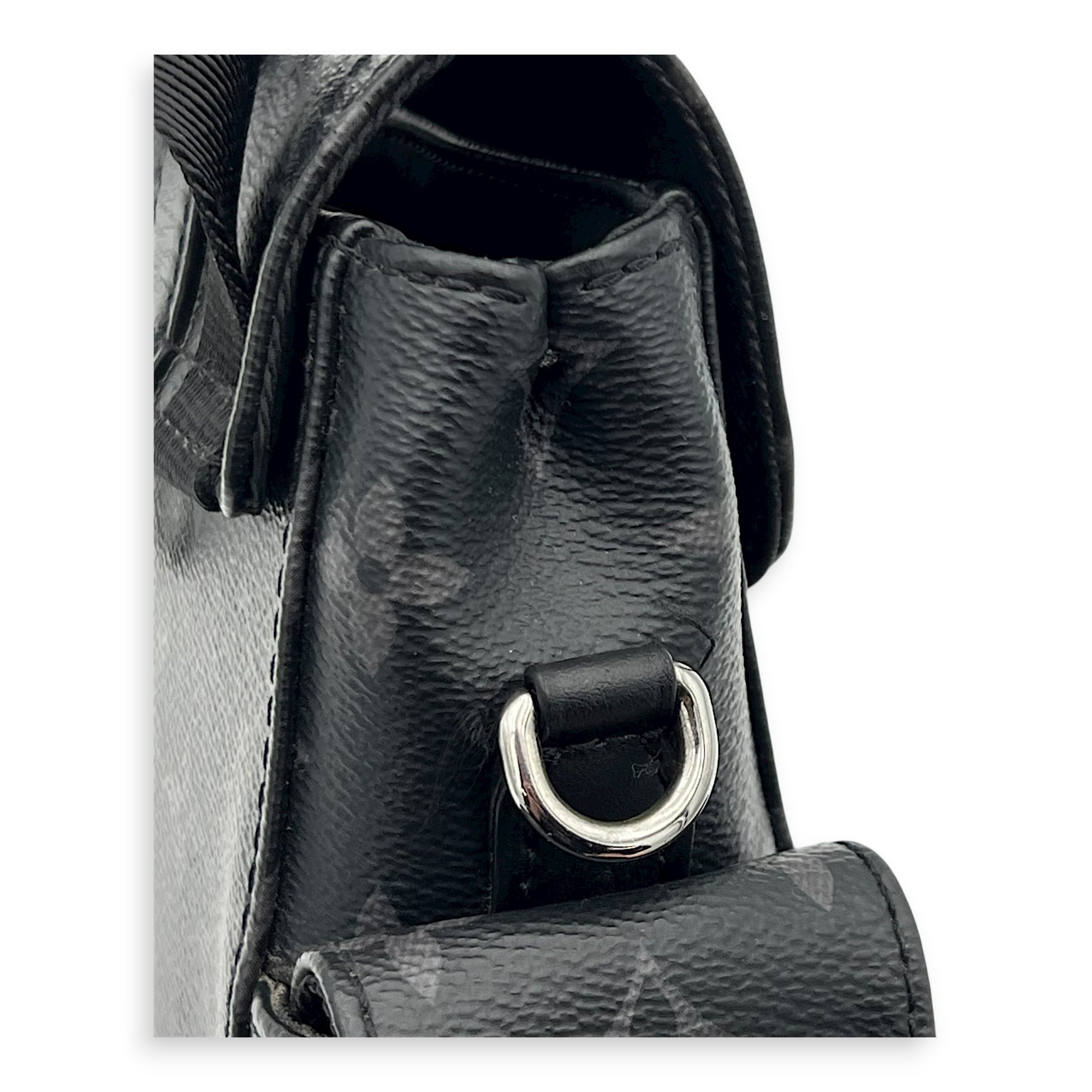 Christopher Shoulder Bag Black in Monogram Coated Canvas, Silver hardware