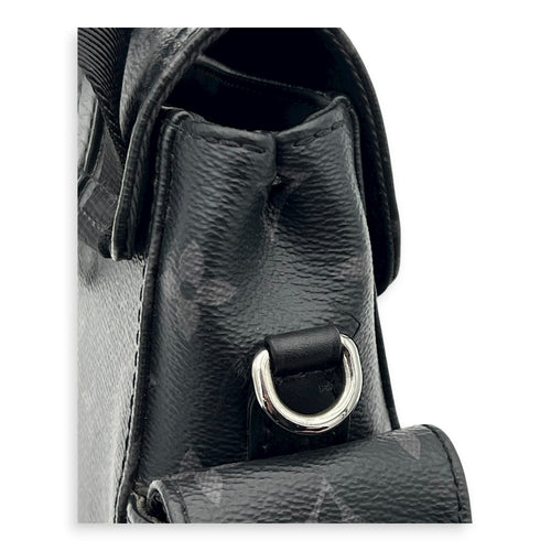 Christopher Shoulder Bag Black in Monogram Coated Canvas, Silver hardware