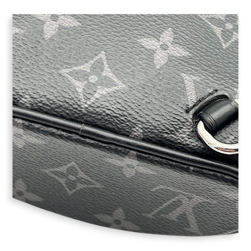 Christopher Shoulder Bag Black in Monogram Coated Canvas, Silver hardware