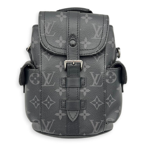 Christopher Shoulder Bag Black in Monogram Coated Canvas, Silver hardware