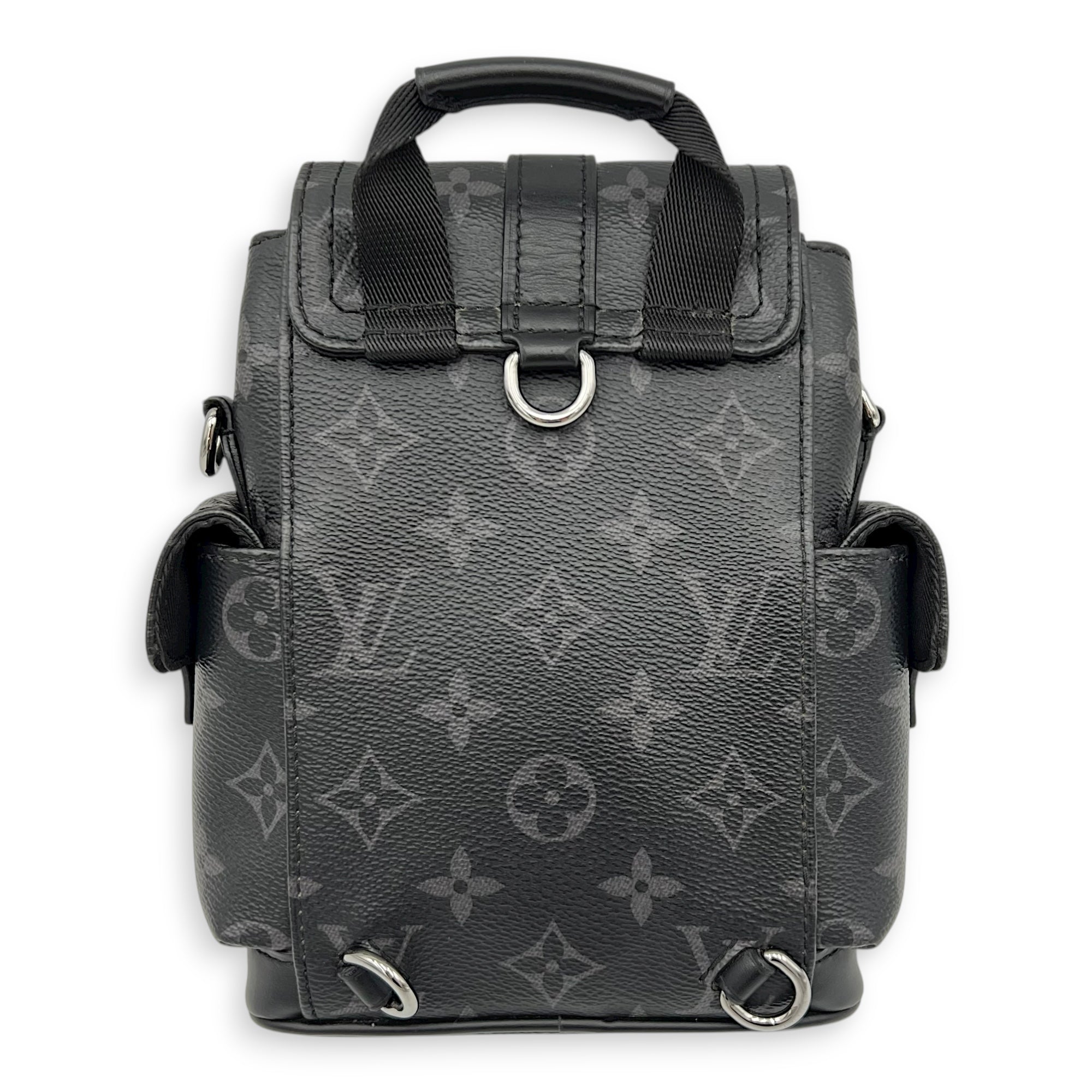 Christopher Shoulder Bag Black in Monogram Coated Canvas, Silver hardware