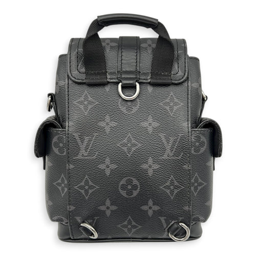 Christopher Shoulder Bag Black in Monogram Coated Canvas, Silver hardware