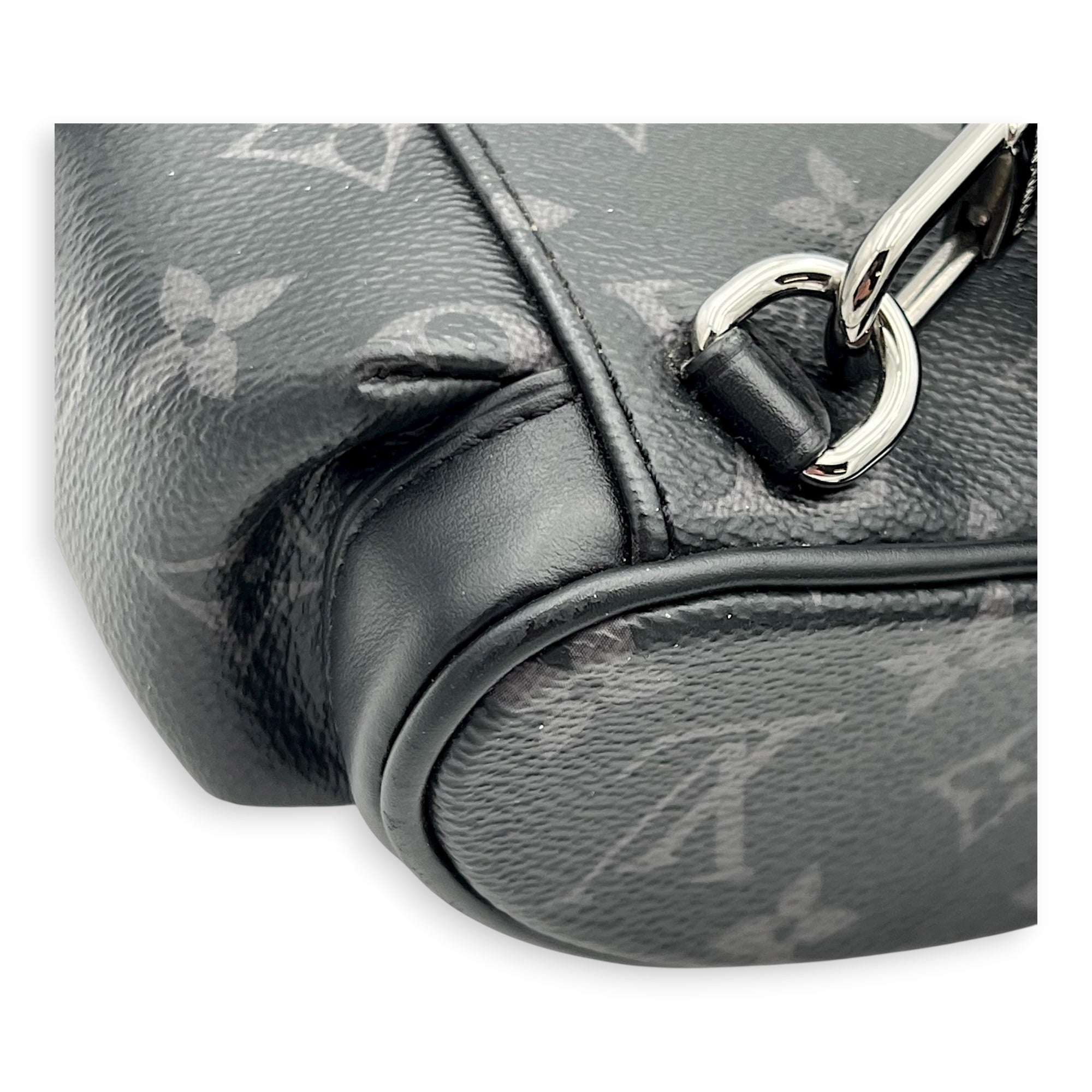 Christopher Shoulder Bag Black in Monogram Coated Canvas, Silver hardware