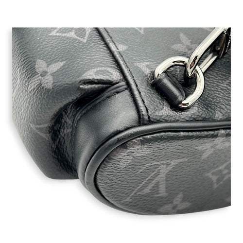Christopher Shoulder Bag Black in Monogram Coated Canvas, Silver hardware