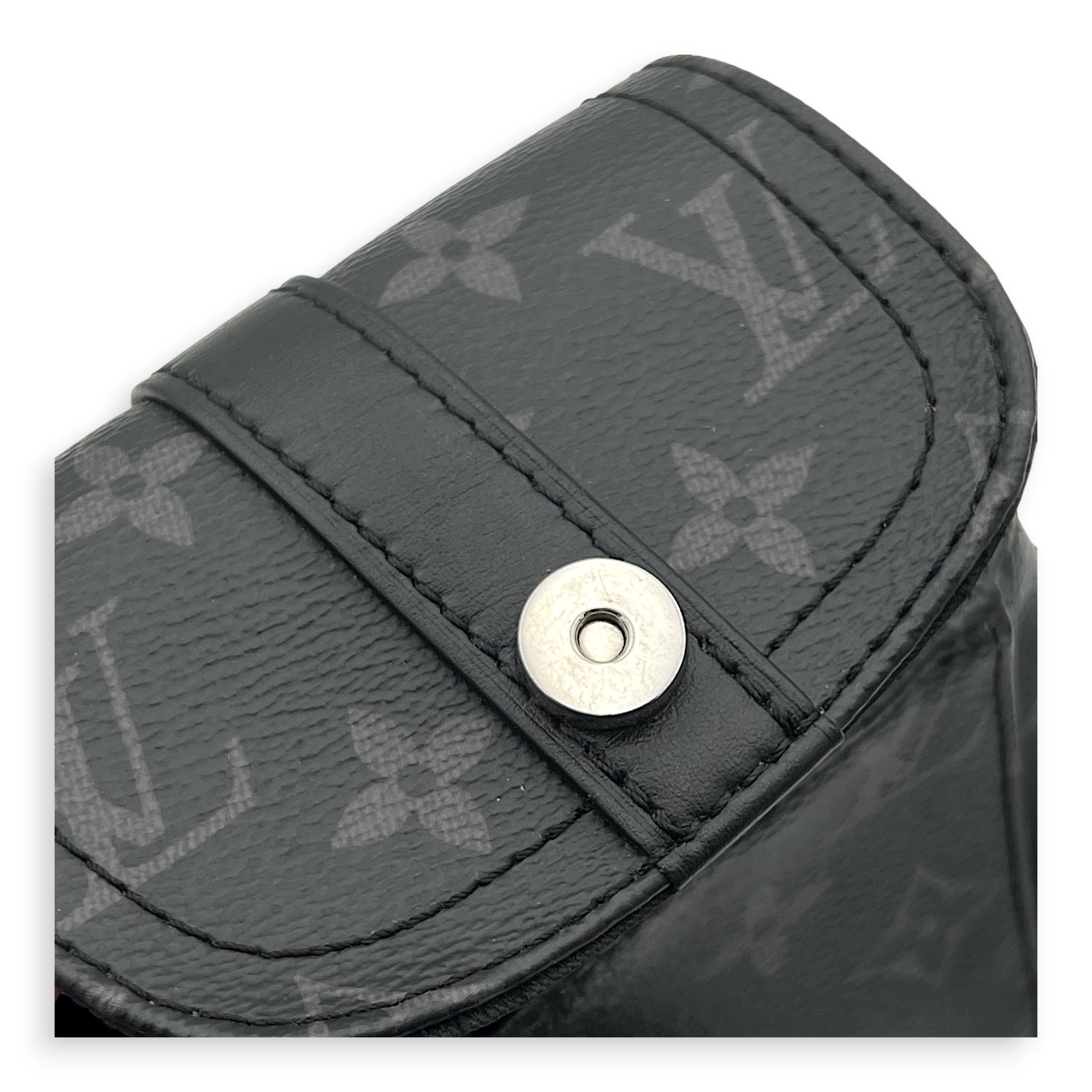 Christopher Shoulder Bag Black in Monogram Coated Canvas, Silver hardware