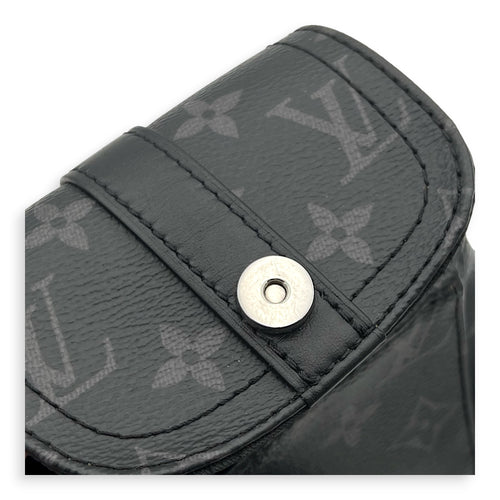 Christopher Shoulder Bag Black in Monogram Coated Canvas, Silver hardware