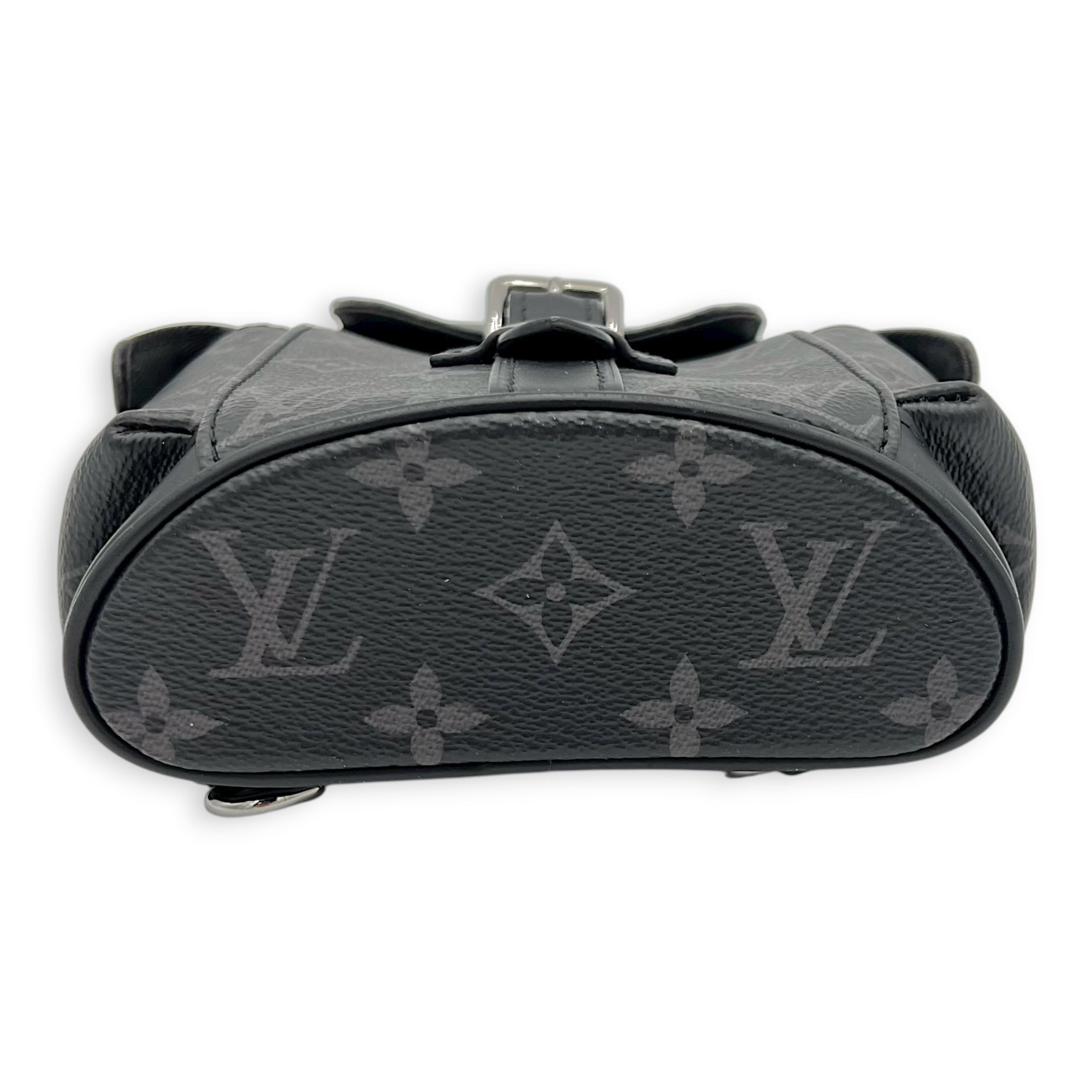 Christopher Shoulder Bag Black in Monogram Coated Canvas, Silver hardware