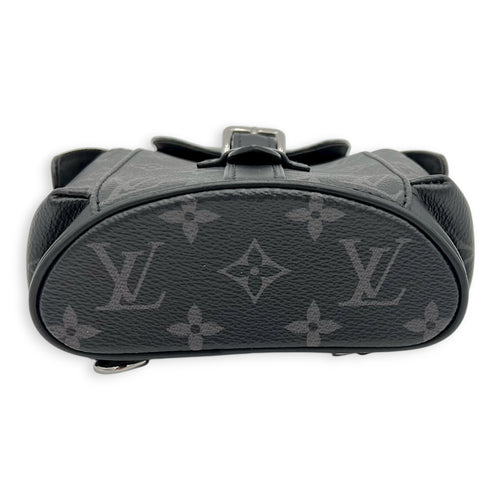 Christopher Shoulder Bag Black in Monogram Coated Canvas, Silver hardware