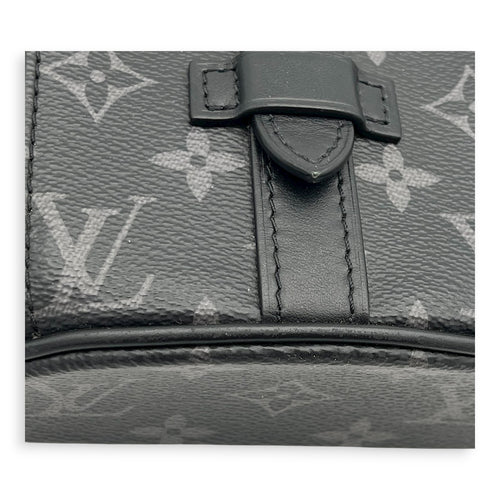 Christopher Shoulder Bag Black in Monogram Coated Canvas, Silver hardware