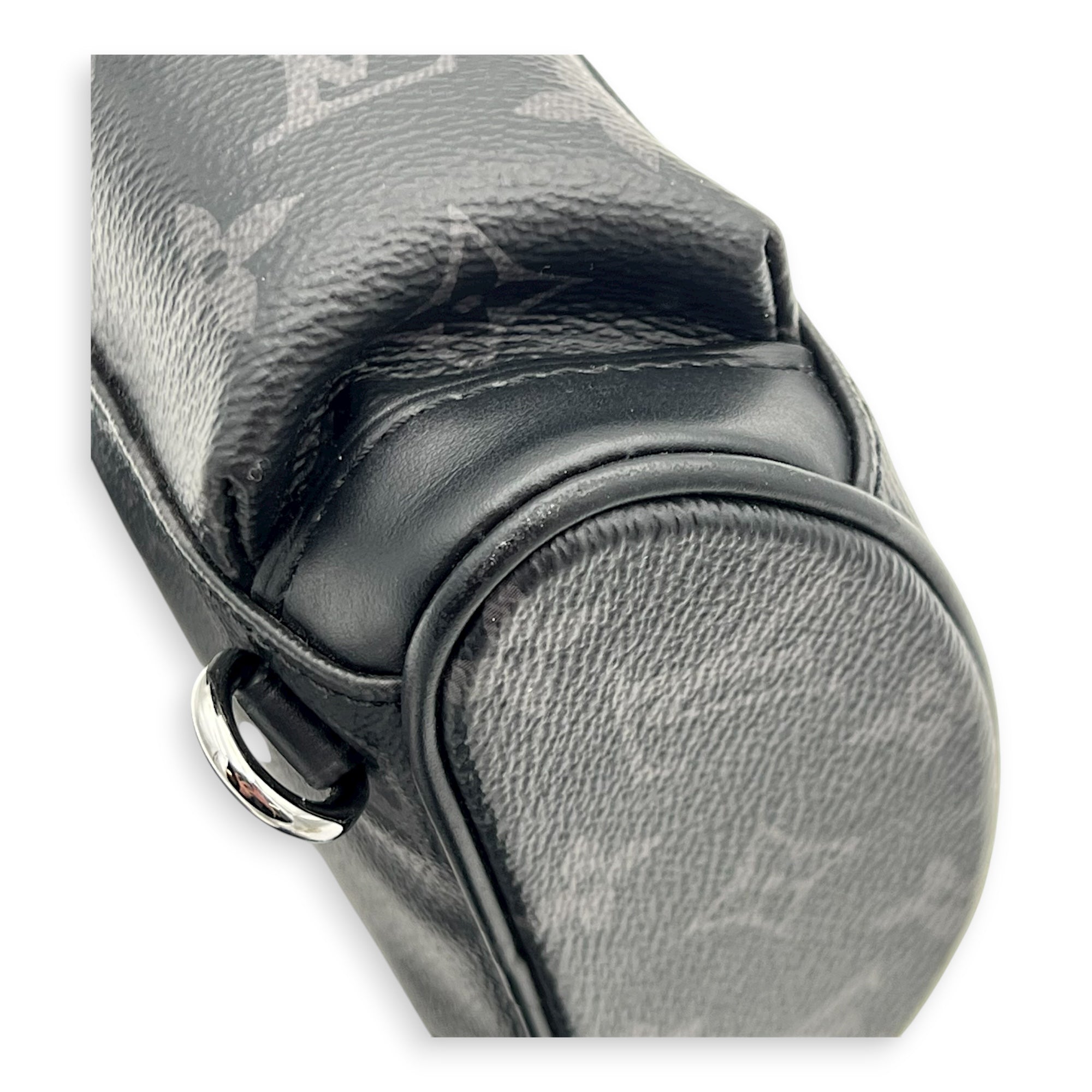 Christopher Shoulder Bag Black in Monogram Coated Canvas, Silver hardware