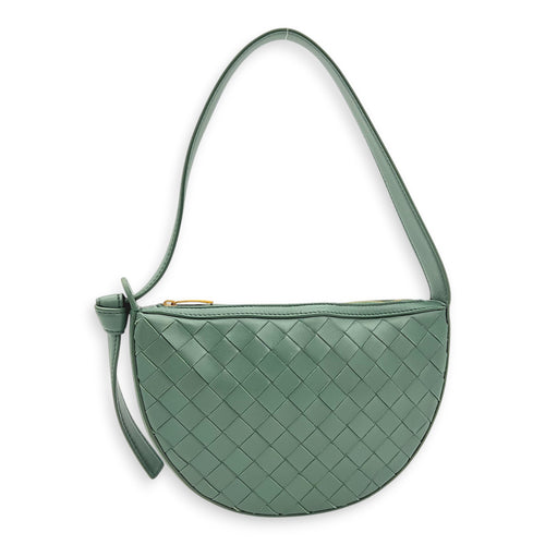 Sunrise Shoulder Bag Green in Lambskin, Gold hardware