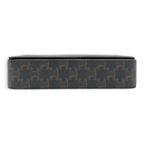 Triomphe Messenger Brown in Coated Canvas, Gold hardware