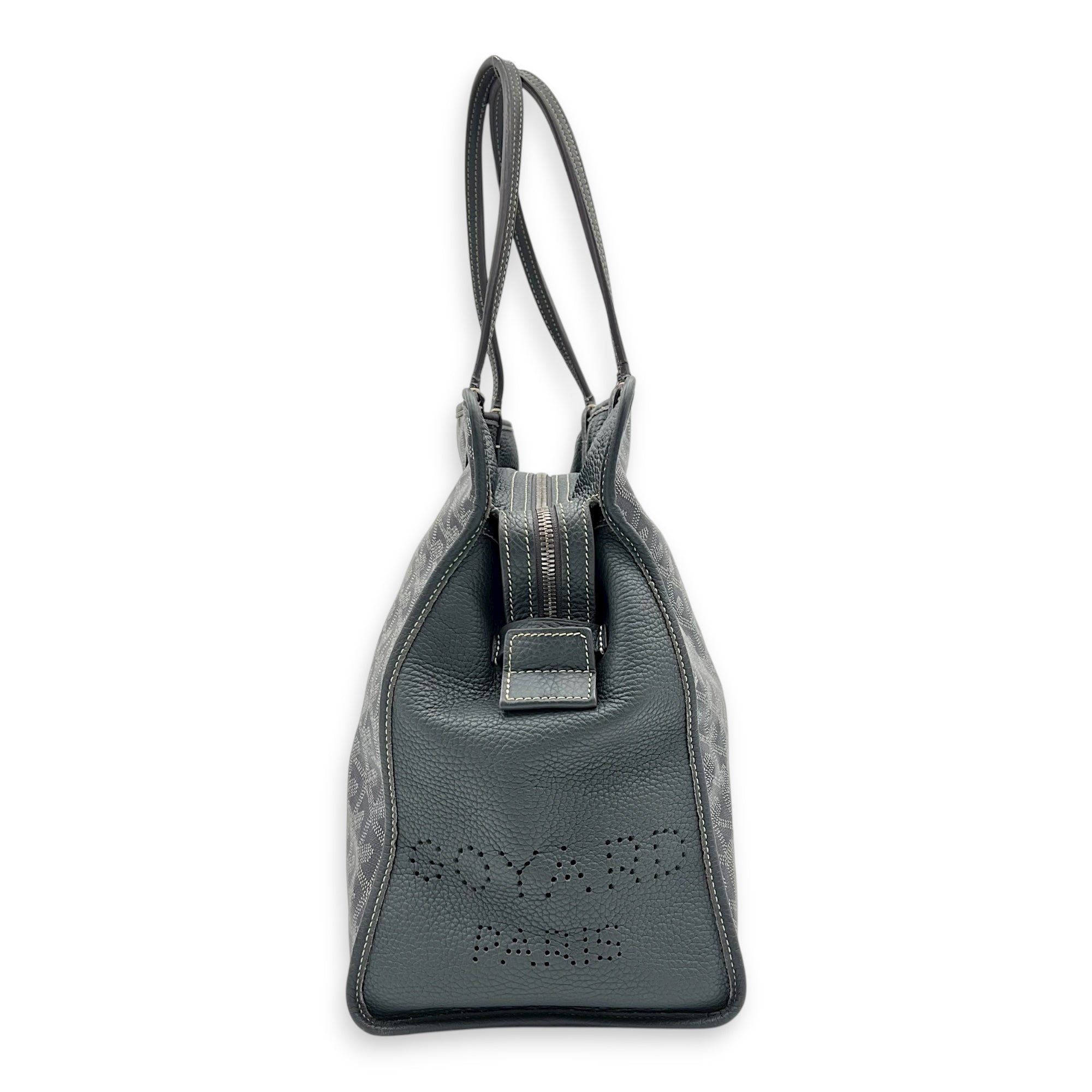Hardy Tote Bag Grey in Coated Canvas, Silver hardware