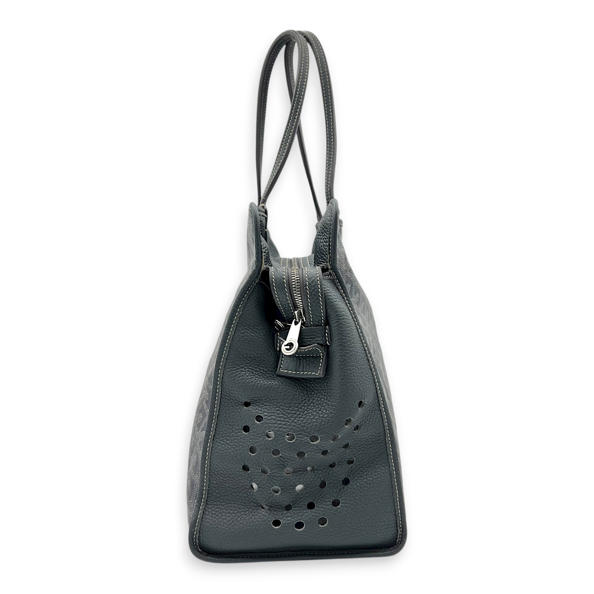 Hardy Tote Bag Grey in Coated Canvas, Silver hardware