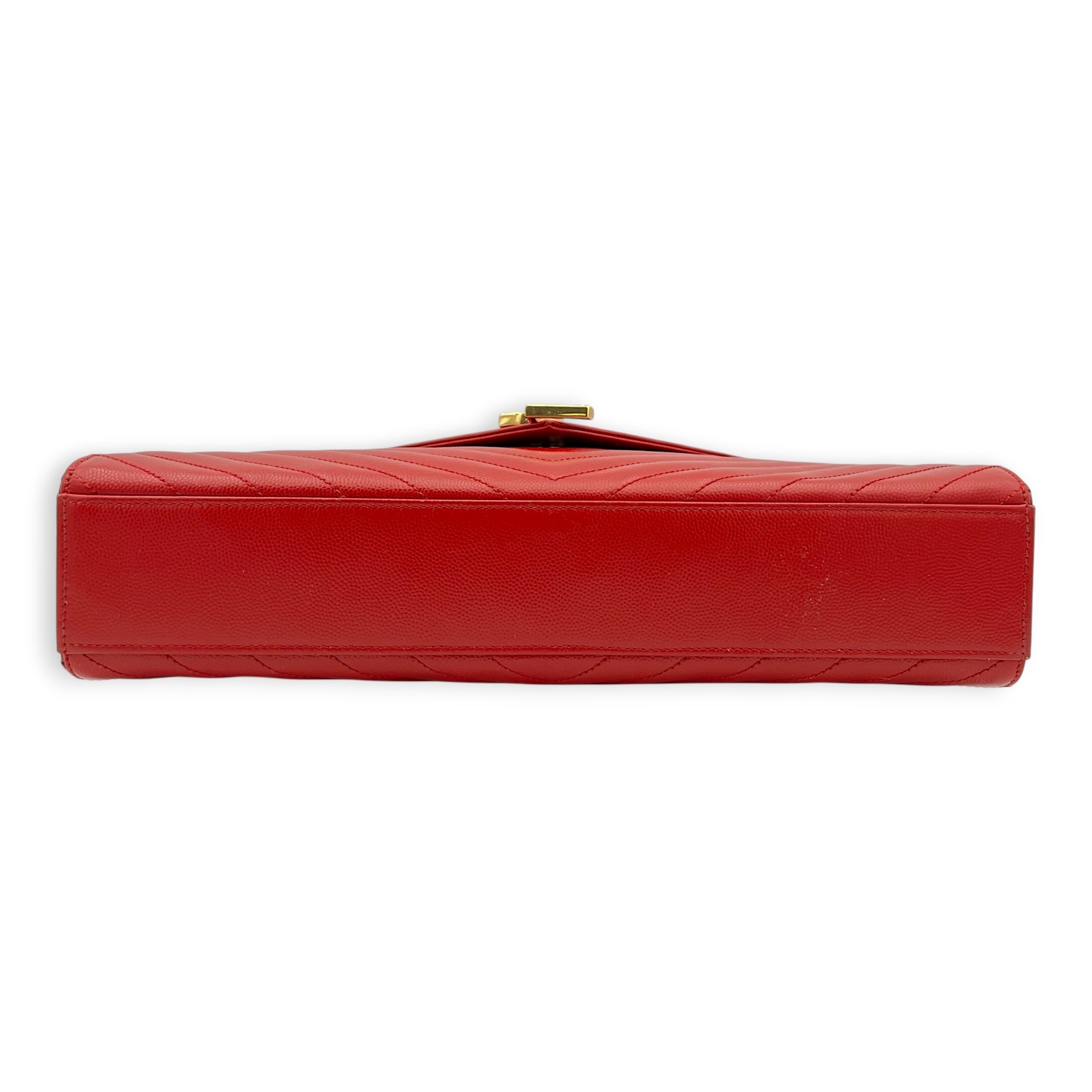 Envelope Shoulder Bag Large Red in Caviar Leather, Gold hardware