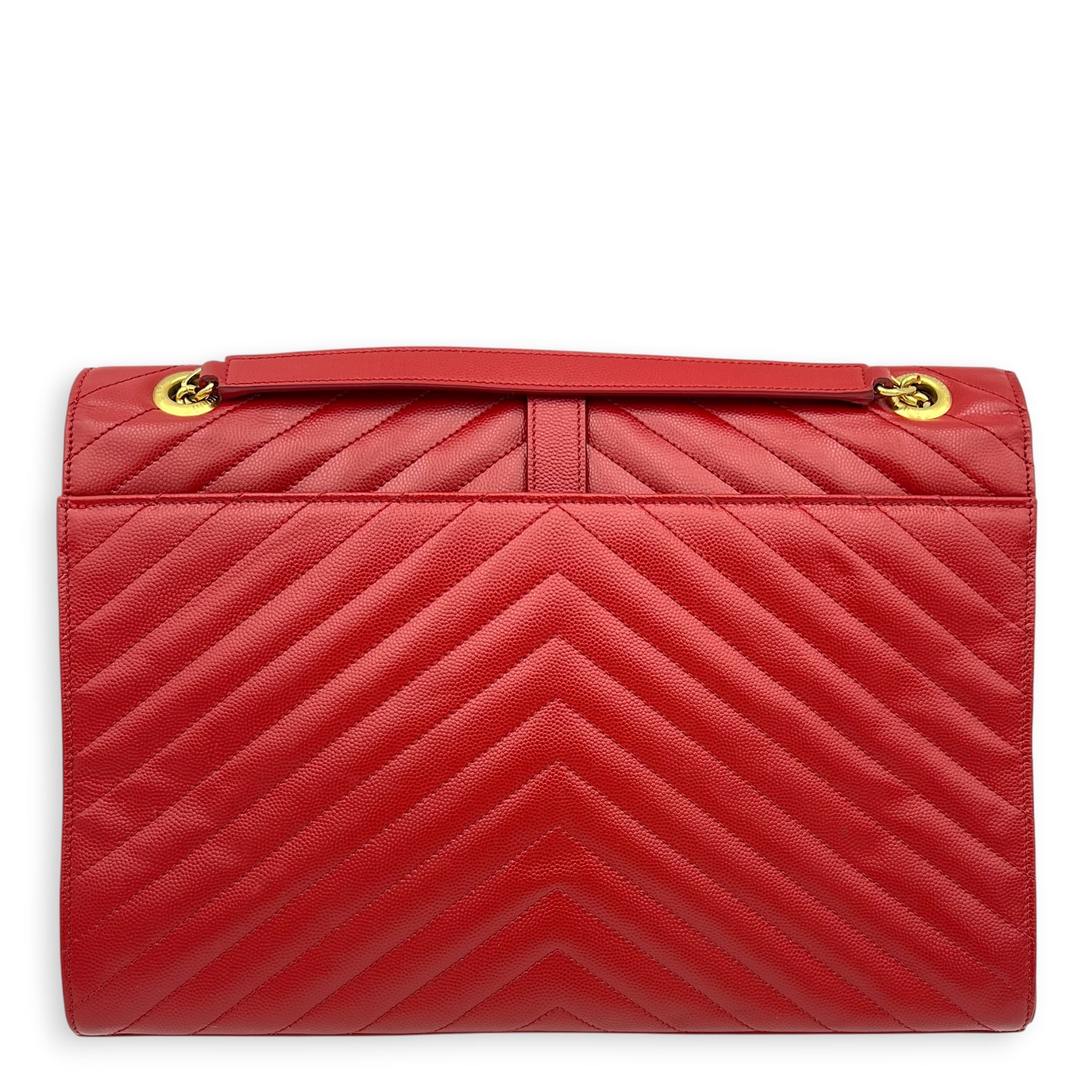 Envelope Shoulder Bag Large Red in Caviar Leather, Gold hardware