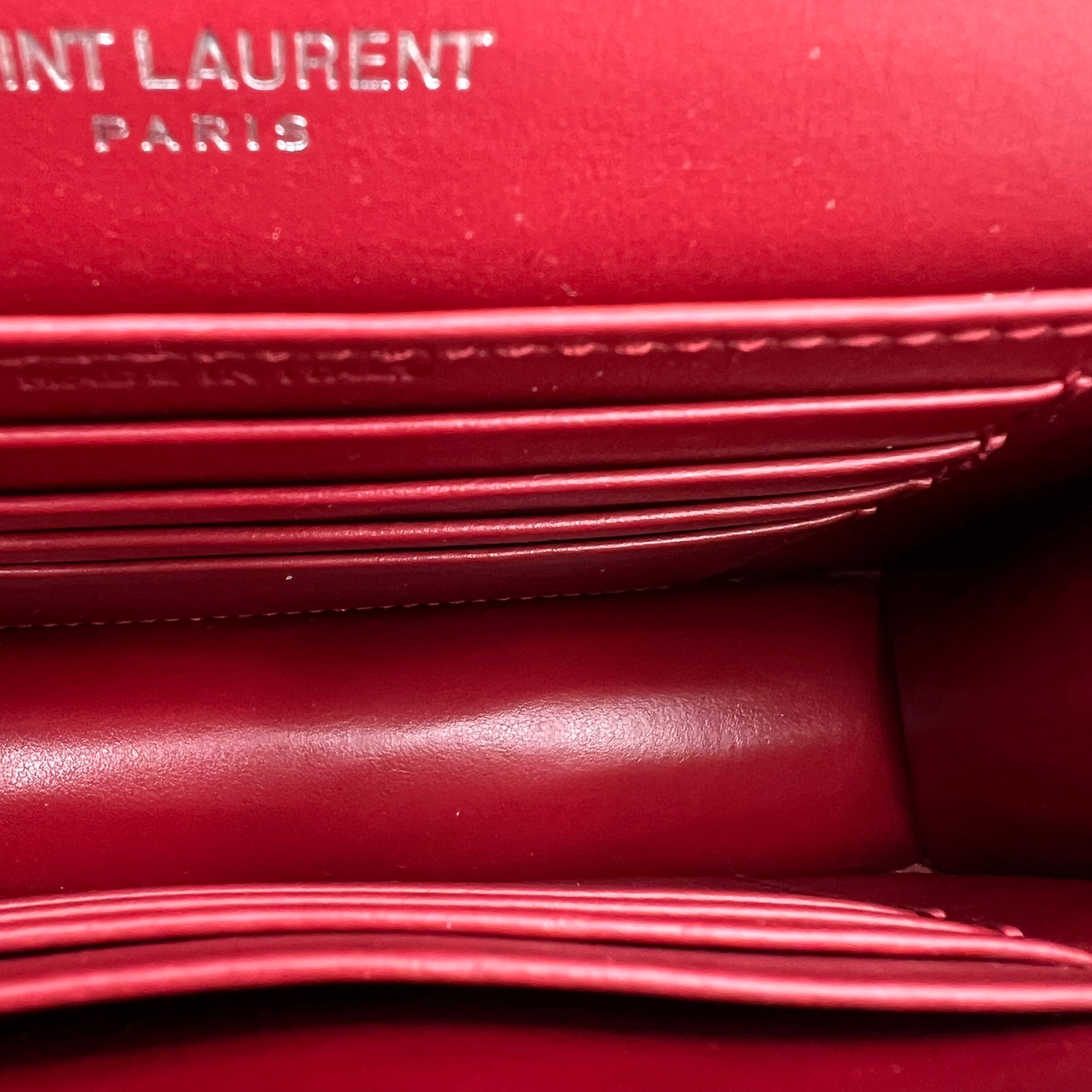 Sunset Wallet On Chain Red in Crocodile Embossed Calfskin, Silver hardware