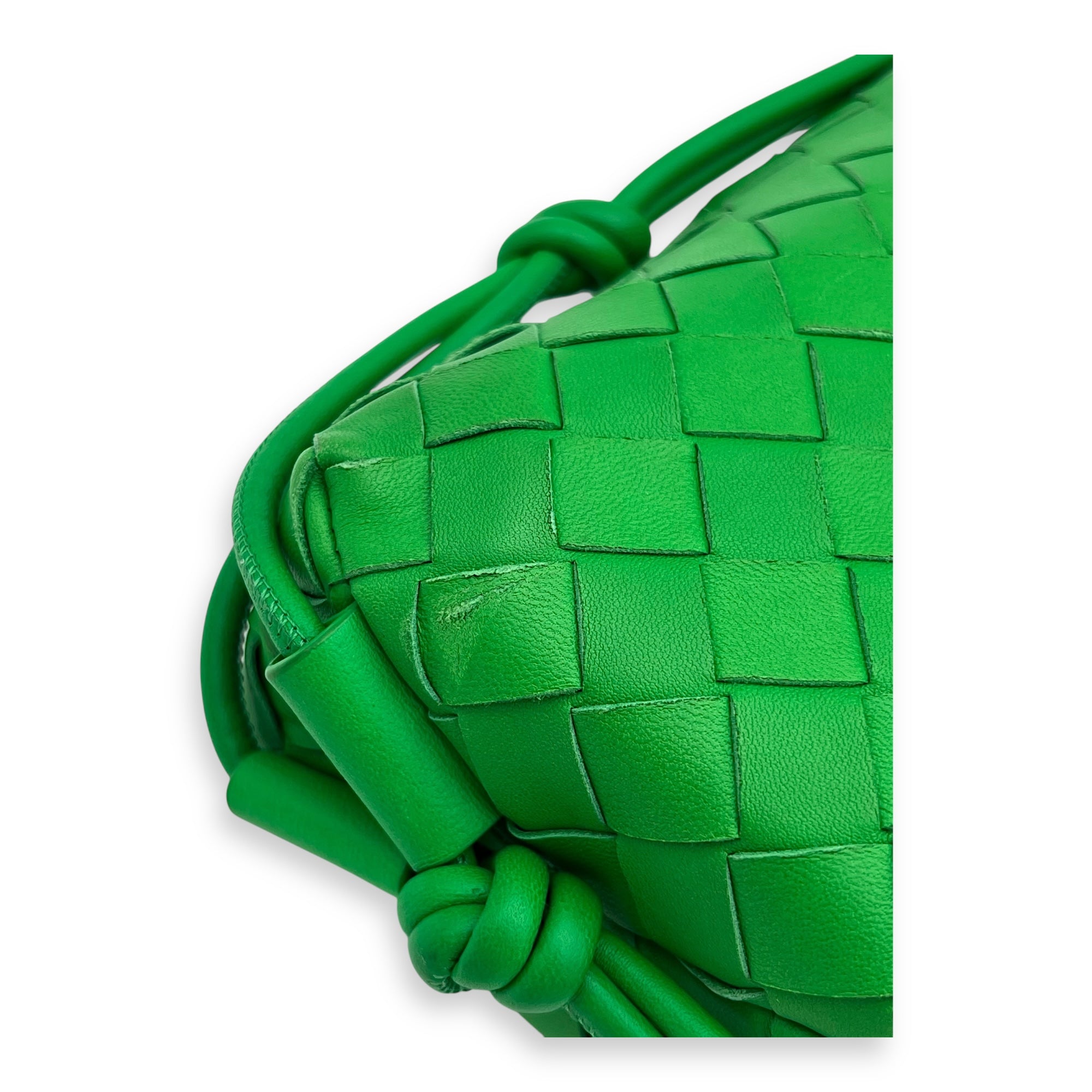 Intrecciato Crossbody Bag Green in Calfskin, Gold hardware