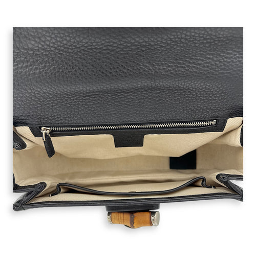 Bamboo Top Handle Bag Black in Calfskin, Silver hardware