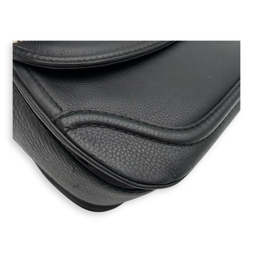 Bamboo Top Handle Bag Black in Calfskin, Silver hardware