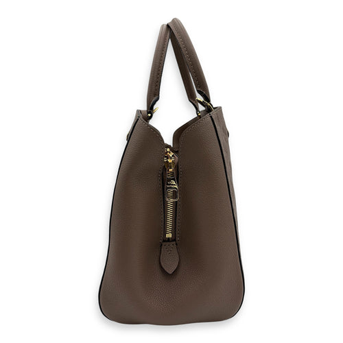 Montaigne Top Handle Bag MM Beige in Empreinte Leather, Gold hardware