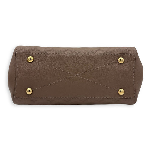 Montaigne Top Handle Bag MM Beige in Empreinte Leather, Gold hardware