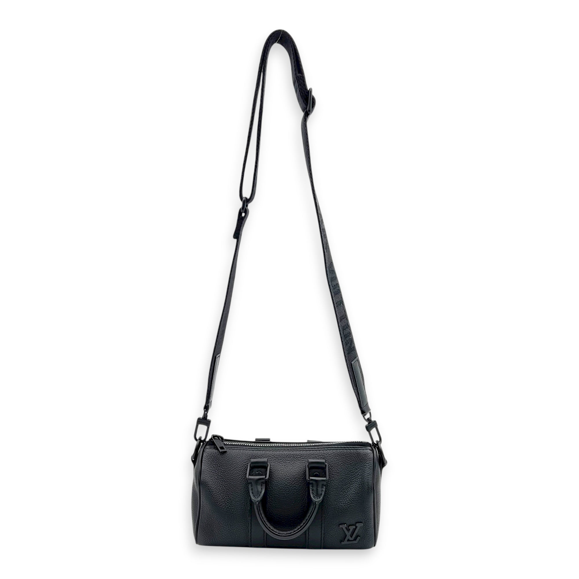 Keepall Top Handle Bag XS Black in Calfskin, black hardware