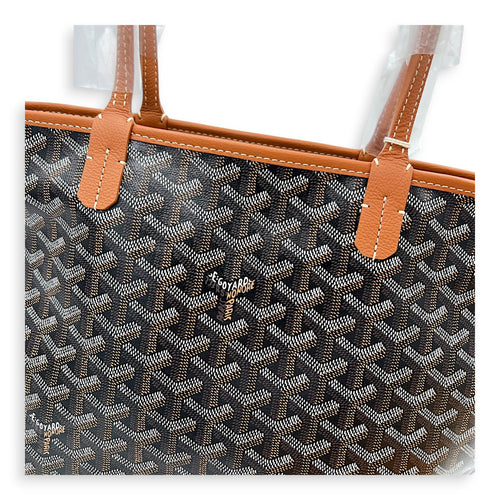 Artois Tote Bag Brown in Coated Canvas, Silver hardware