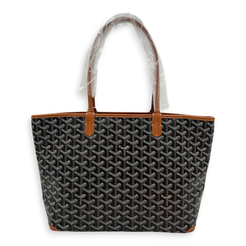 Artois Tote Bag Brown in Coated Canvas, Silver hardware