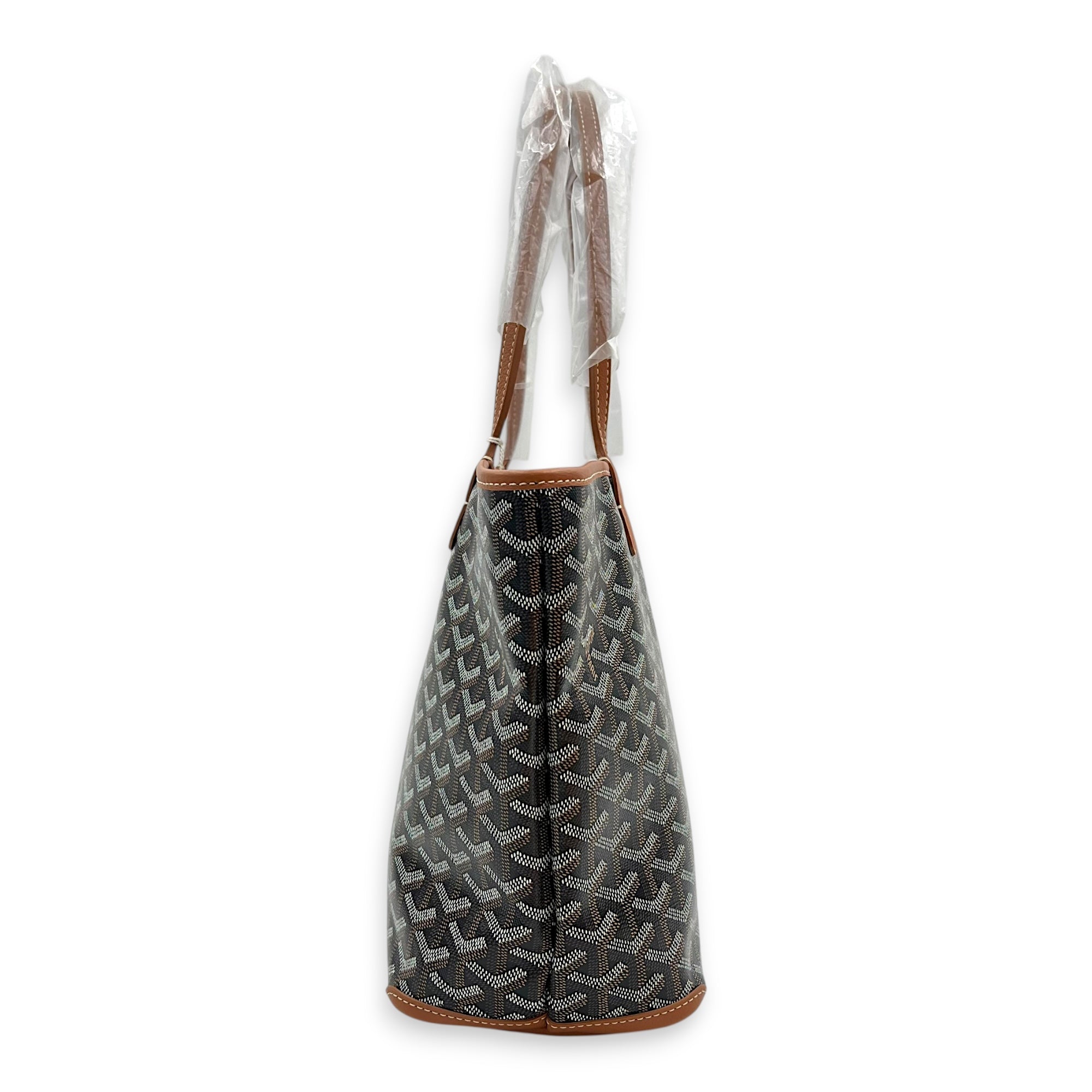 Artois Tote Bag Brown in Coated Canvas, Silver hardware