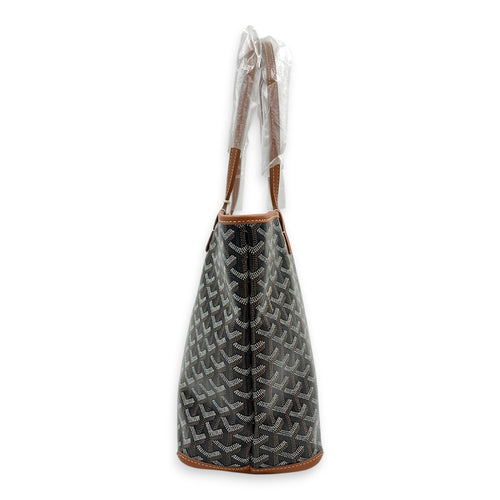 Artois Tote Bag Brown in Coated Canvas, Silver hardware