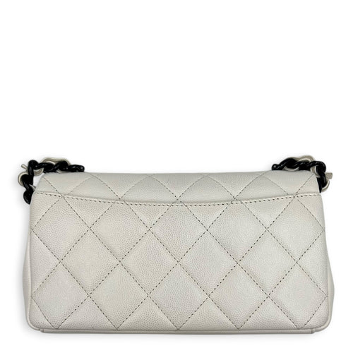 My Everything Shoulder Bag White in Caviar Leather, Black hardware