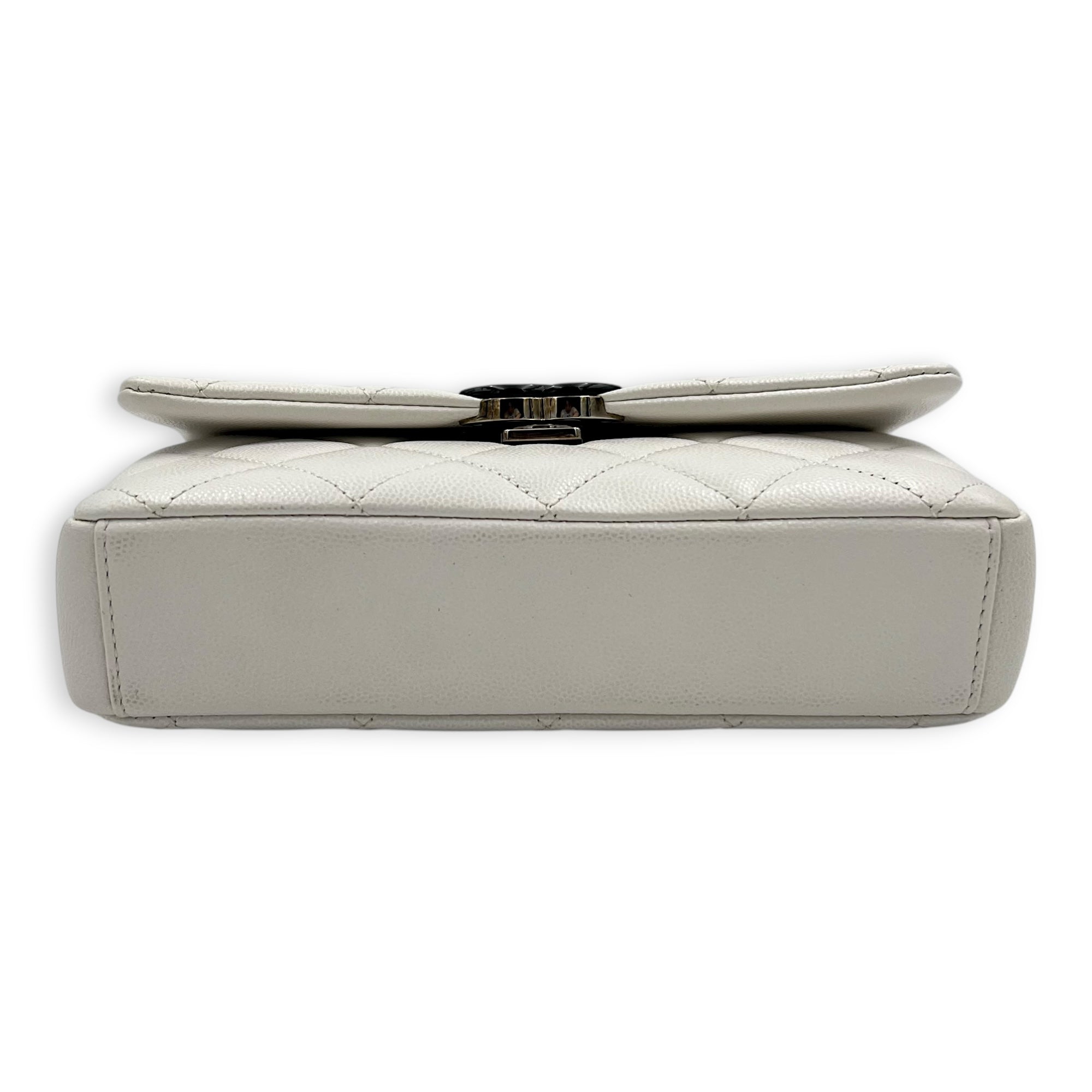 My Everything Shoulder Bag White in Caviar Leather, Black hardware