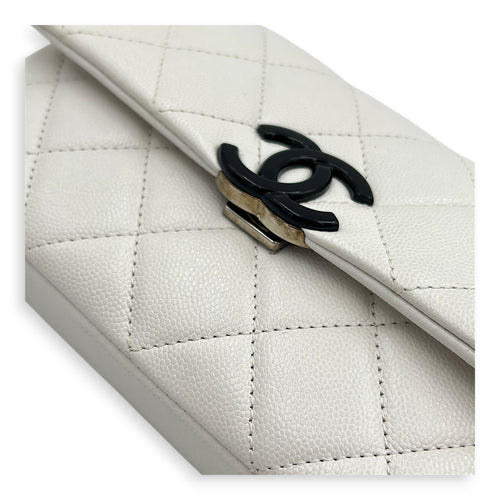 My Everything Shoulder Bag White in Caviar Leather, Black hardware