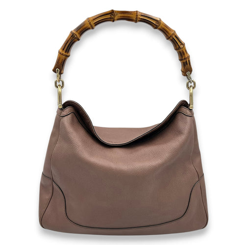 Bamboo Top Handle Bag Brown in Calfskin, Gold hardware