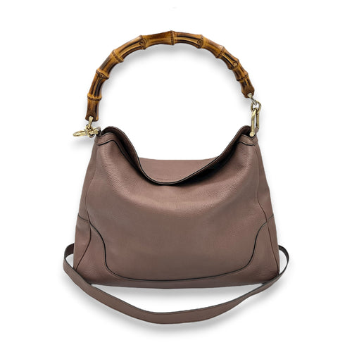 Bamboo Top Handle Bag Brown in Calfskin, Gold hardware