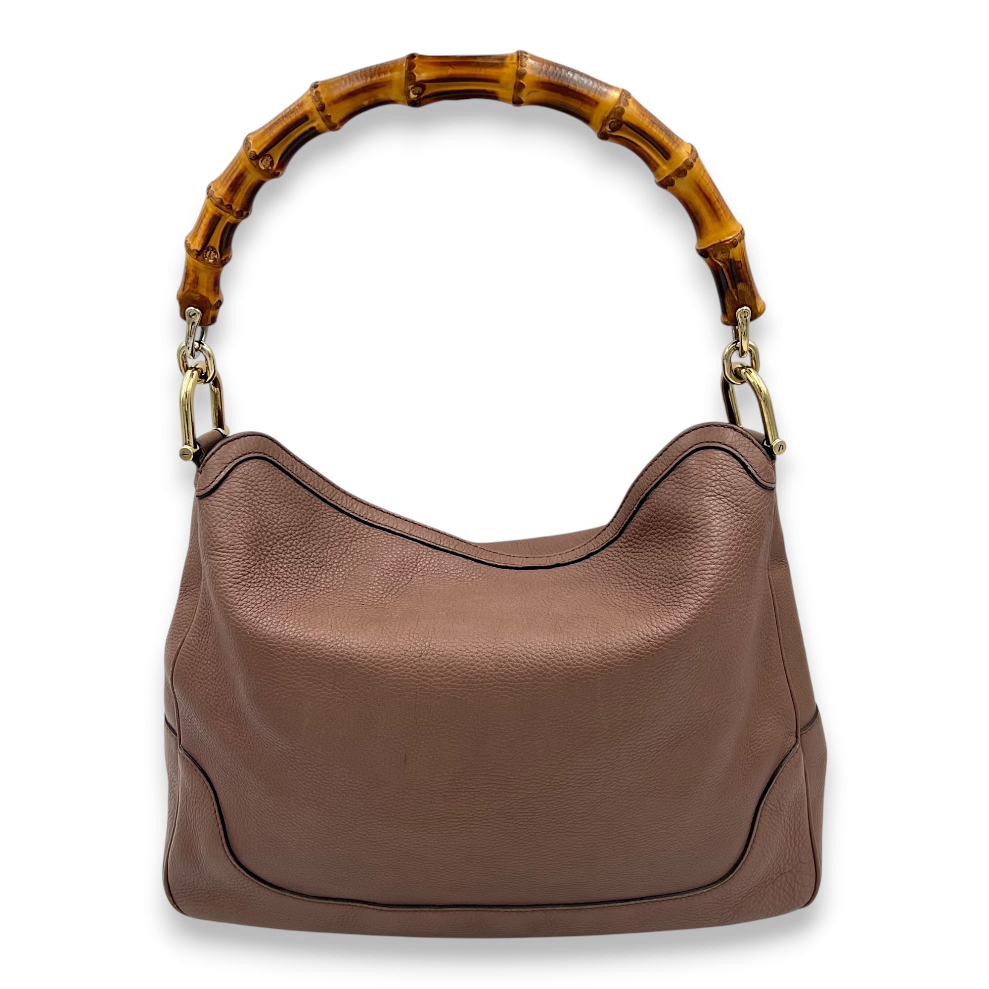 Bamboo Top Handle Bag Brown in Calfskin, Gold hardware