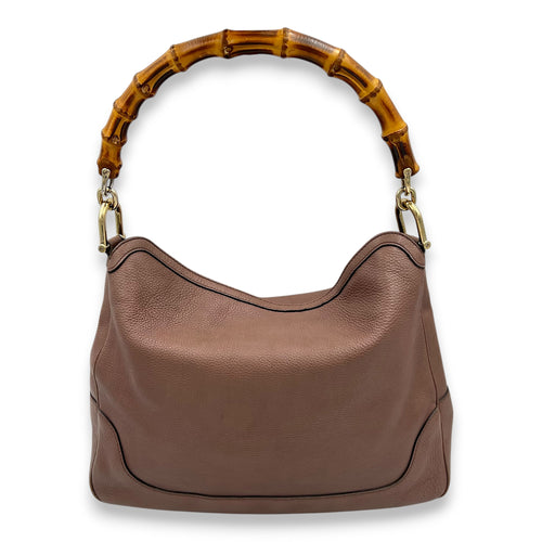 Bamboo Top Handle Bag Brown in Calfskin, Gold hardware