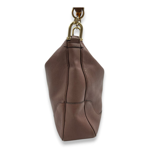 Bamboo Top Handle Bag Brown in Calfskin, Gold hardware