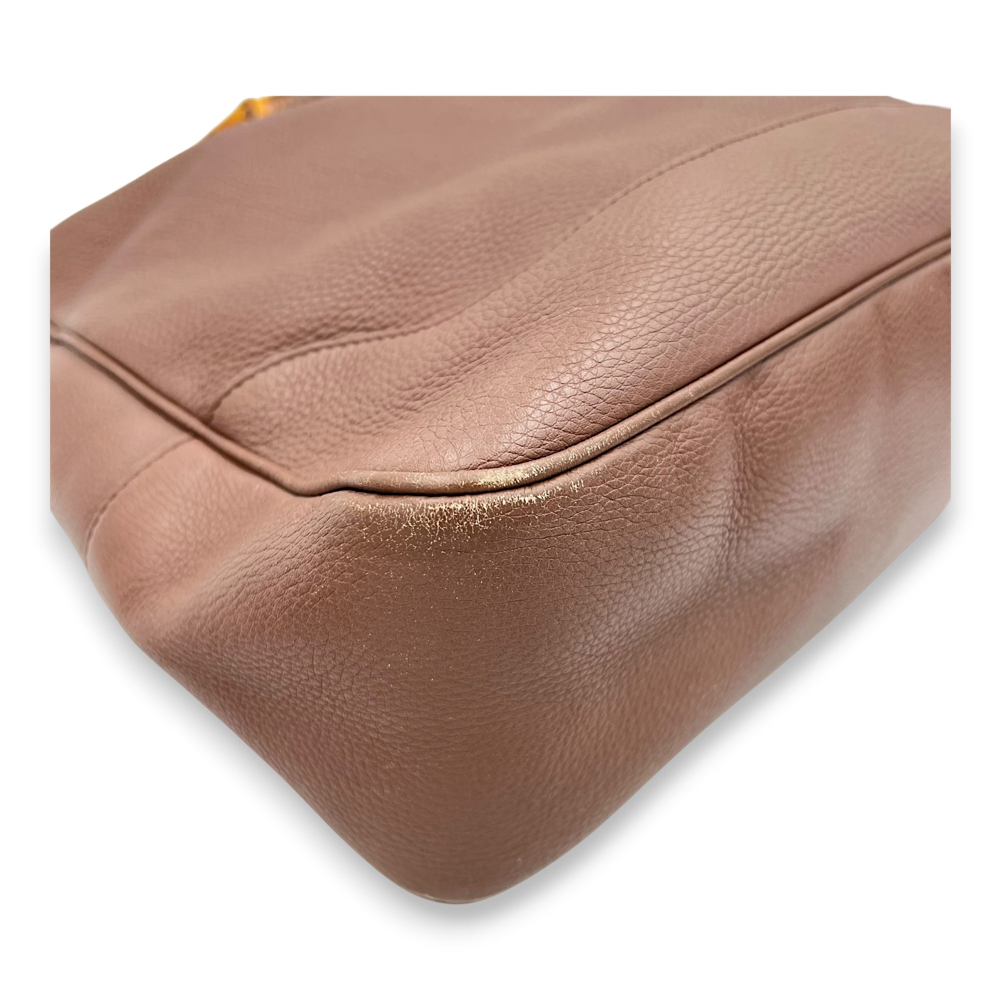 Bamboo Top Handle Bag Brown in Calfskin, Gold hardware